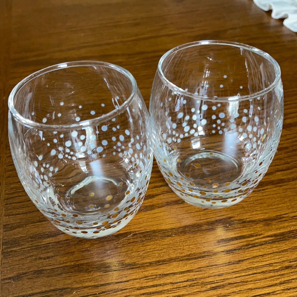 Glasses Barware Metallic gold dot splatter cocktail glass set wine liquor